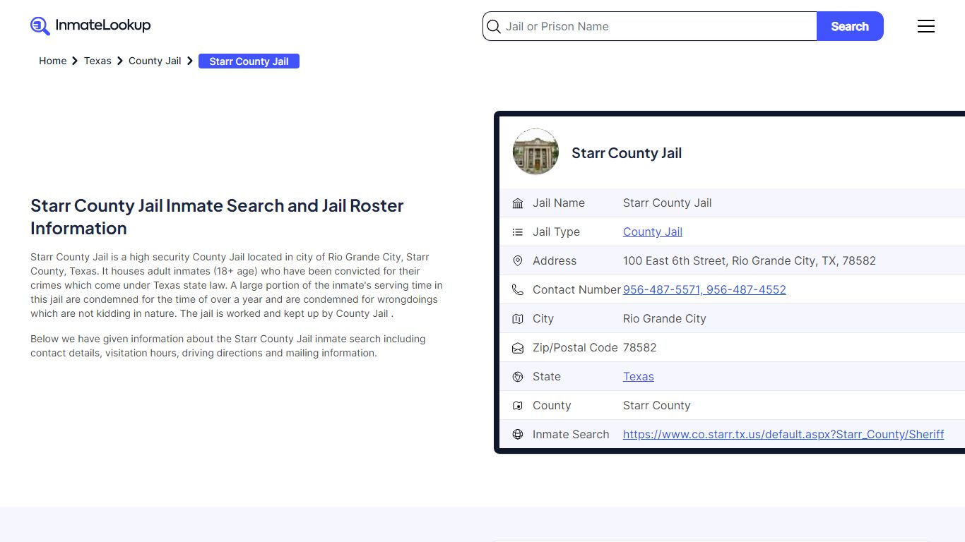 Starr County Jail Inmate Search, Jail Roster, Bookings, Arrests ...